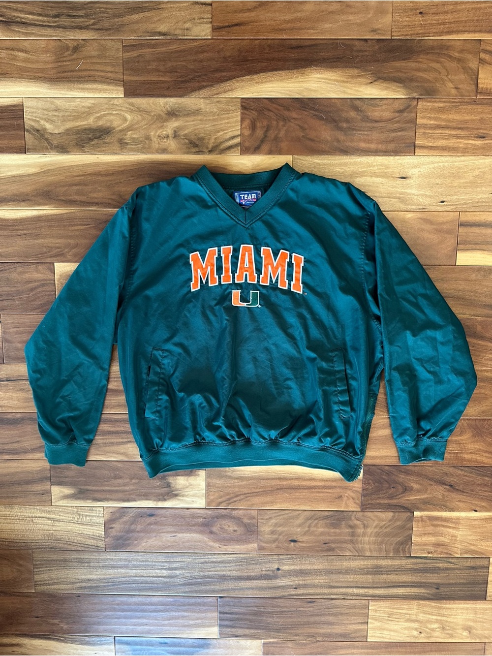 Miami Hurricanes Vintage Green Pullover Jacket size XL